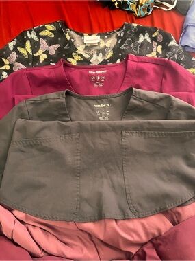 Scrubstar Three-Piece Scrub Set — Grey, Berry & Butterfly